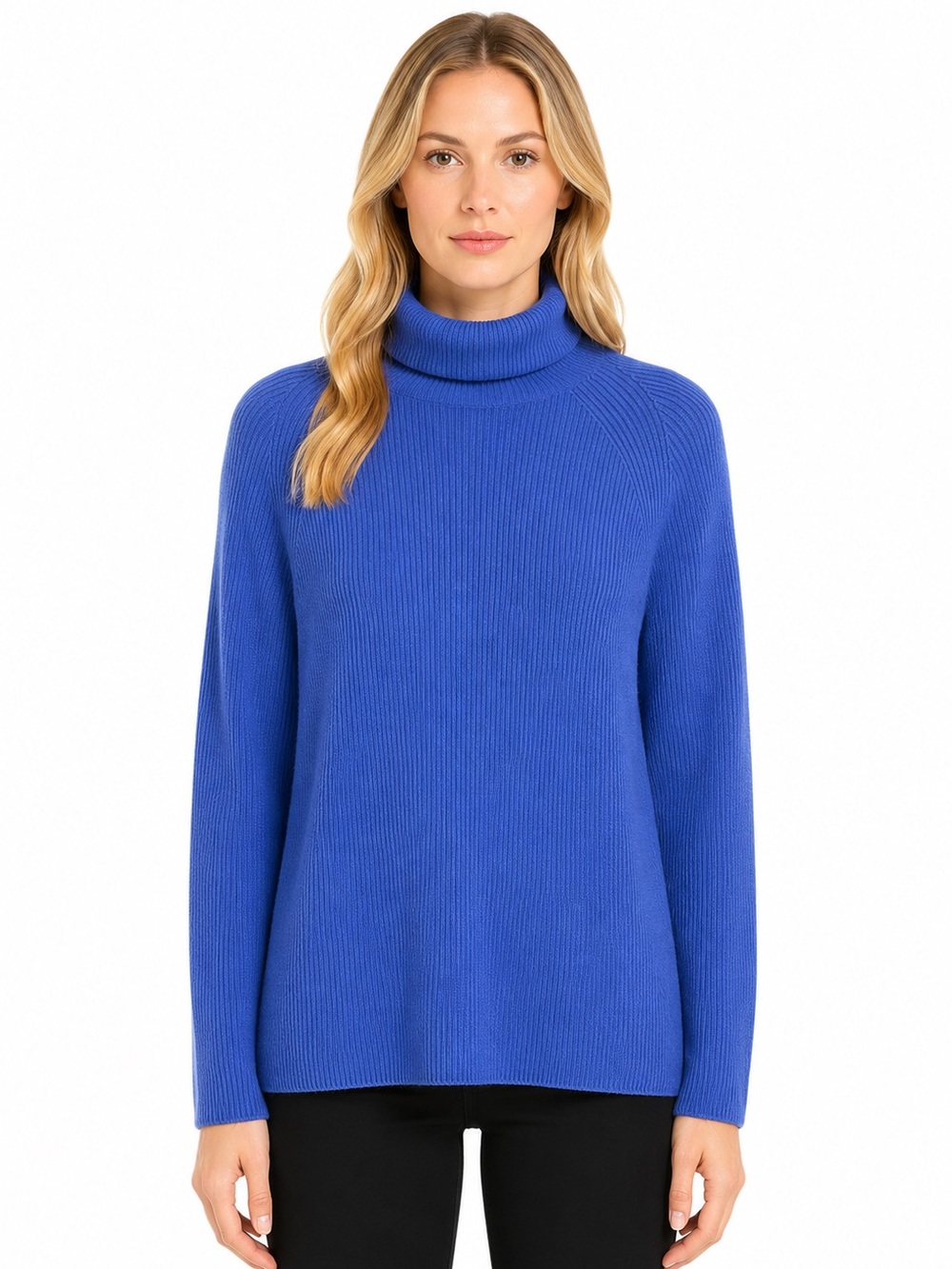 Neiman Marcus Cashmere Turtleneck Sweater Size Large Blue Soft Quiet Luxury